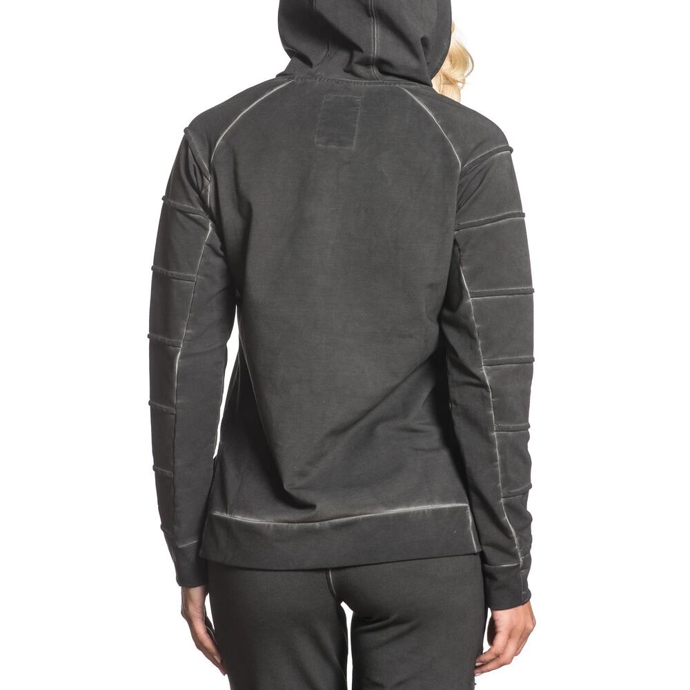 American Fighter Women's Hoodie Paved Pullover Black Vintage Washed Sweatshirt - Picture 7 of 7